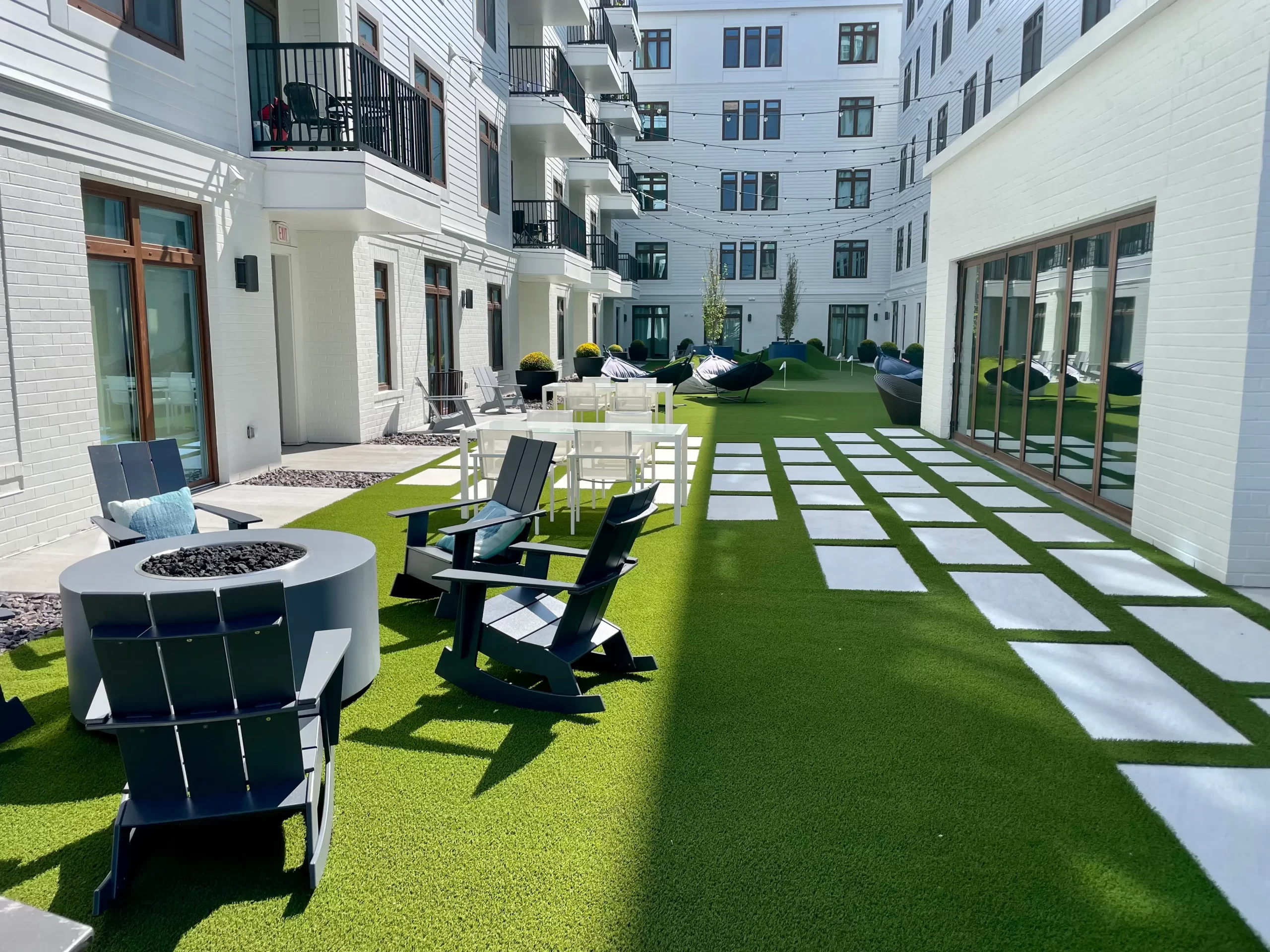artificial grass installation at apartment complex